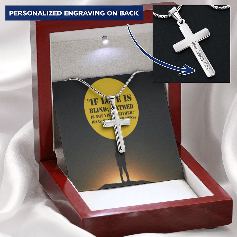 CROSS NECKLACE WITH IKE MENS QUOTE