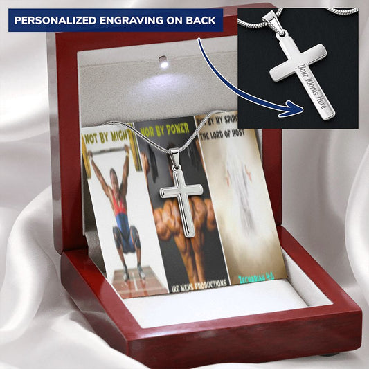 IKE MENS SCRIPTURE COLLAGE CROSS NECKLACE