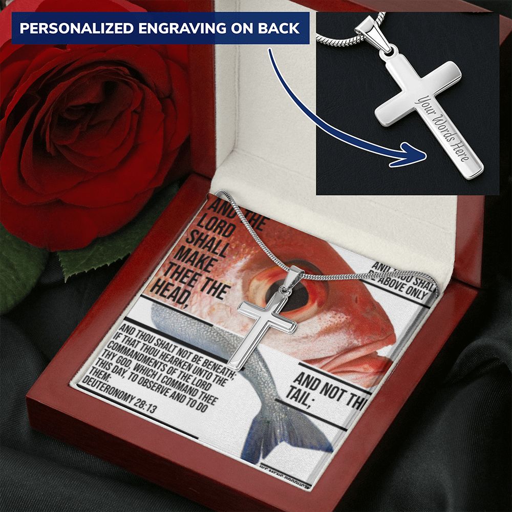 IKE MENS SCRIPTURE COLLAGE CROSS NECKLACE