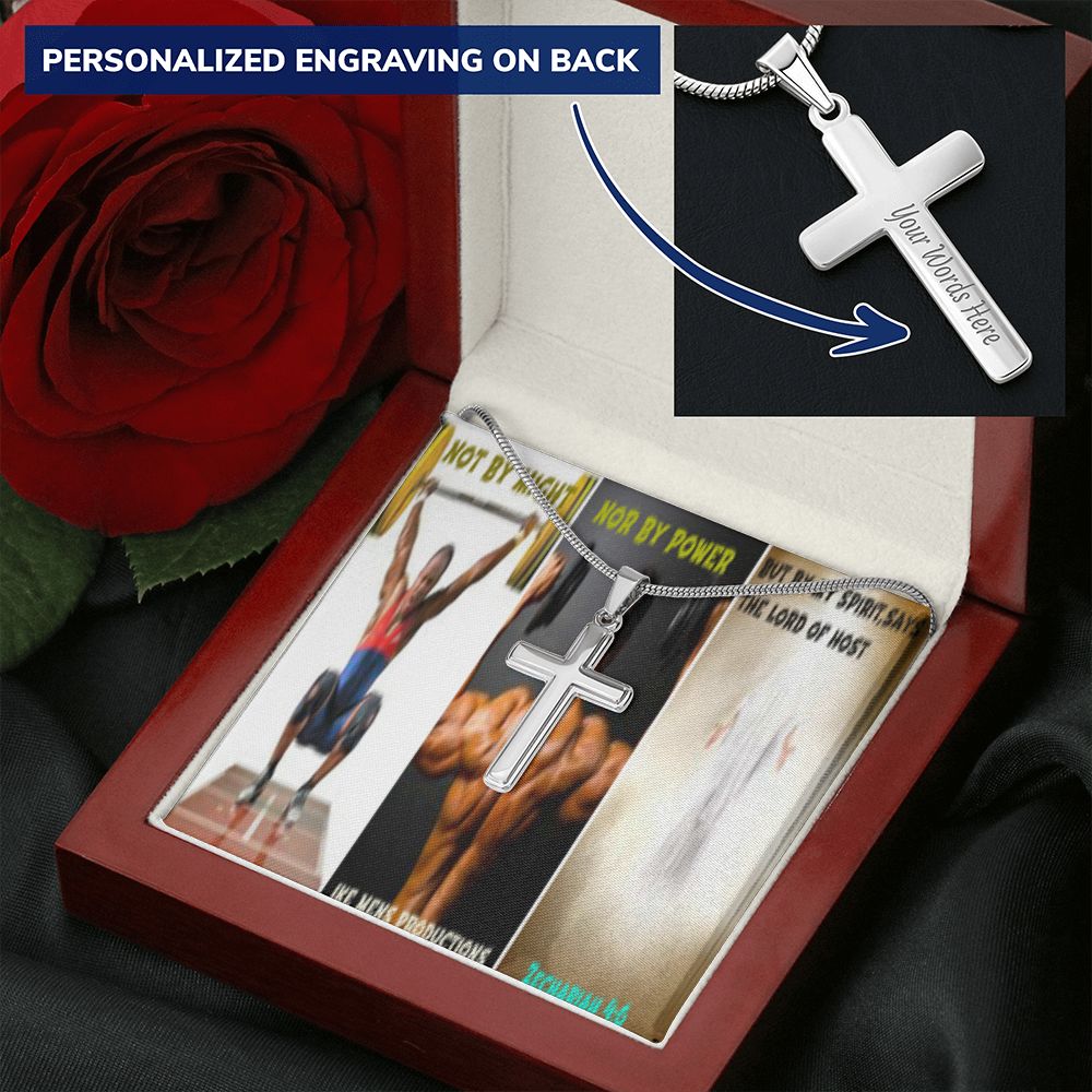 IKE MENS SCRIPTURE COLLAGE CROSS NECKLACE