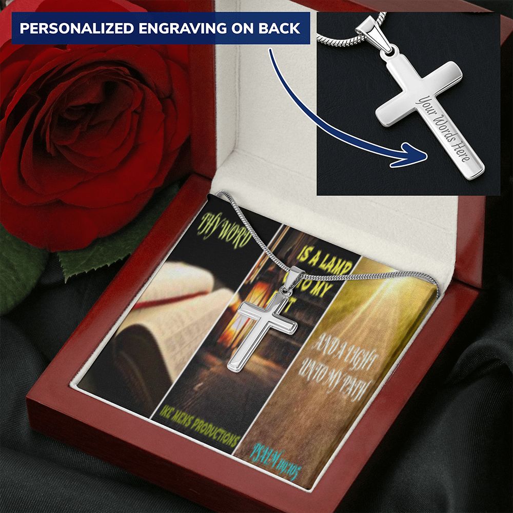 IKE MENS SCRIPTURE COLLAGE CROSS NECKLACE