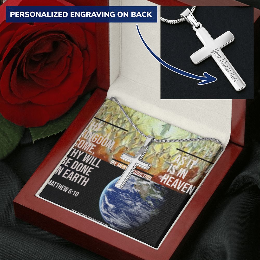 IKE MENS SCRIPTURE COLLAGE CROSS NECKLACE