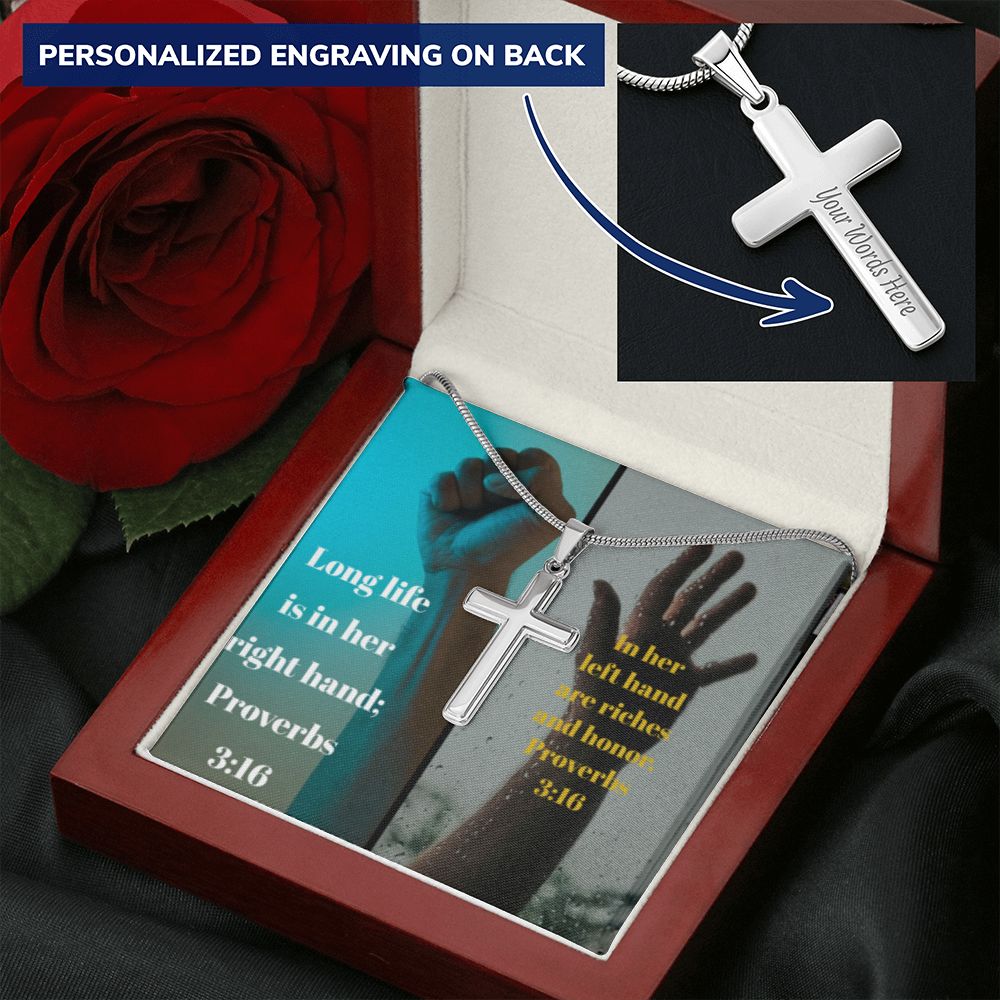IKE MENS SCRIPTURE COLLAGE CROSS NECKLACE