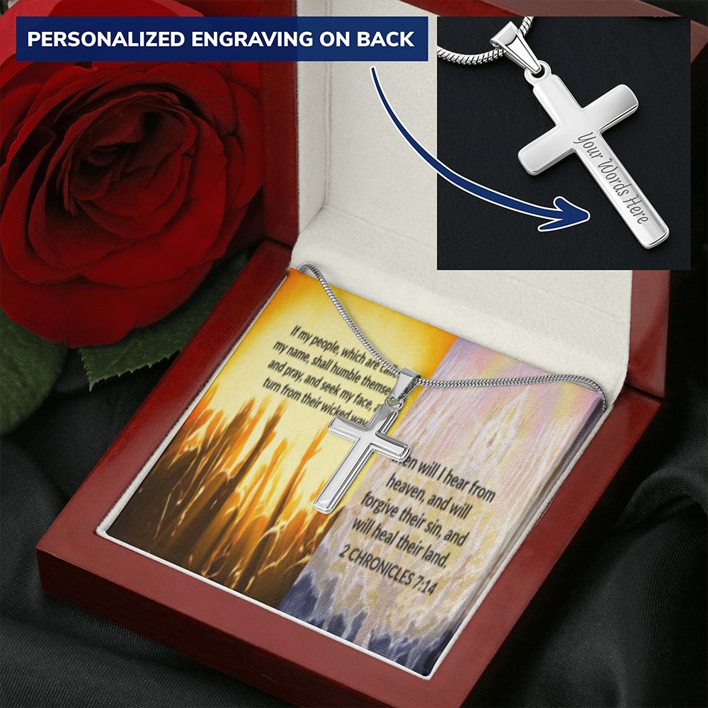 IKE MENS SCRIPTURE COLLAGE CROSS NECKLACE