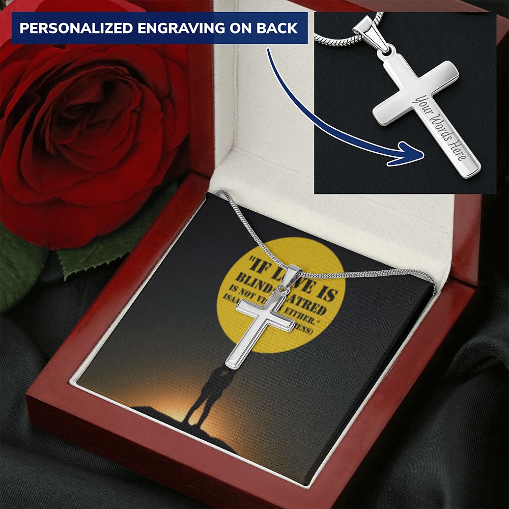 CROSS NECKLACE WITH IKE MENS QUOTE