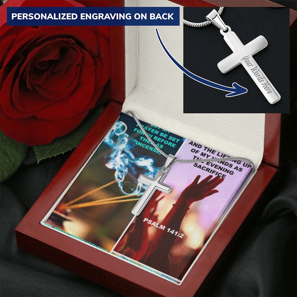 IKE MENS SCRIPTURE COLLAGE CROSS NECKLACE