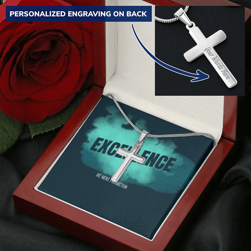 POWER OF EXCELLENCE STEEL CROSS NECKLACE