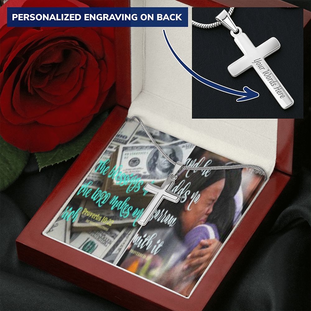 IKE MENS SCRIPTURE COLLAGE CROSS NECKLACE