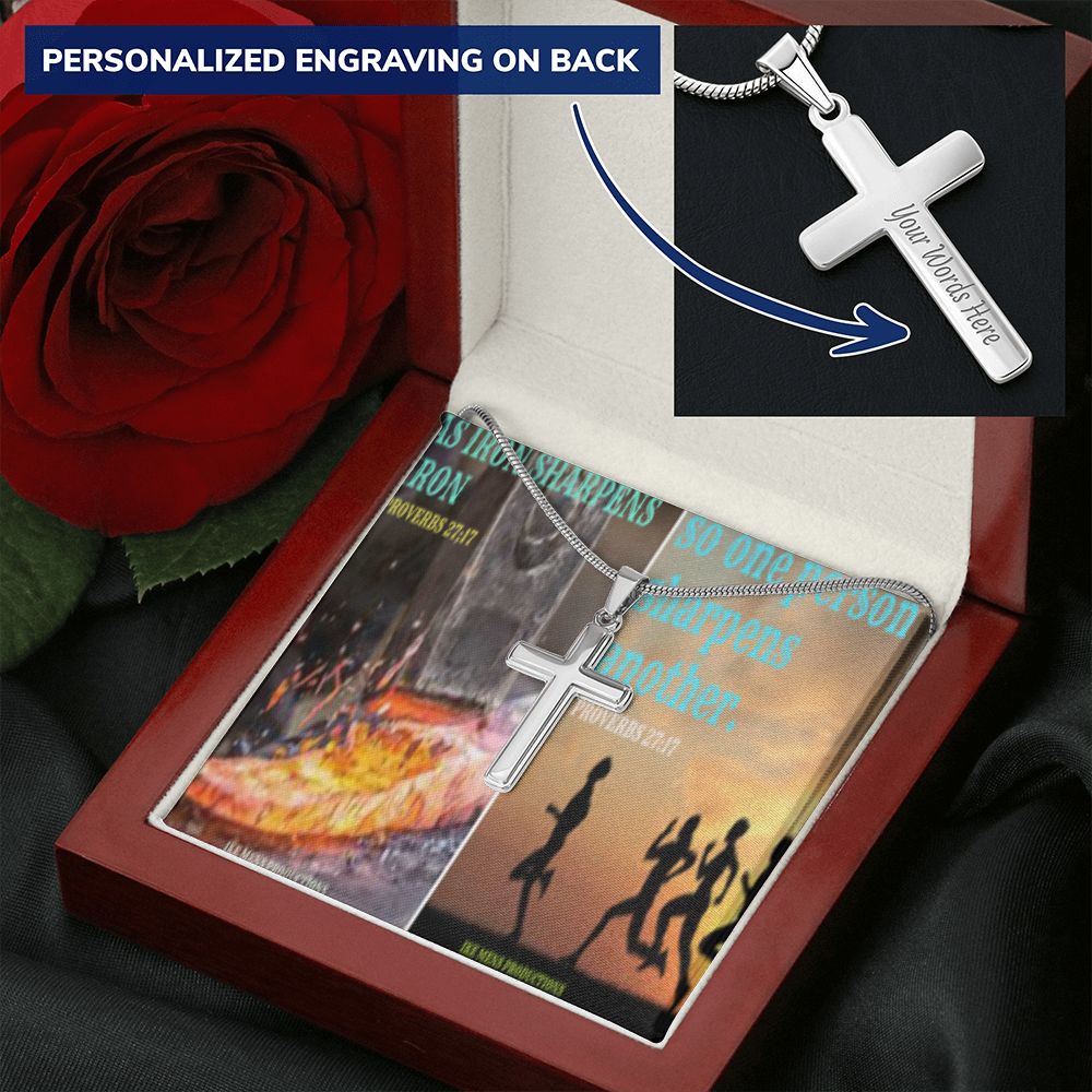 IKE MENS SCRIPTURE COLLAGE CROSS NECKLACE