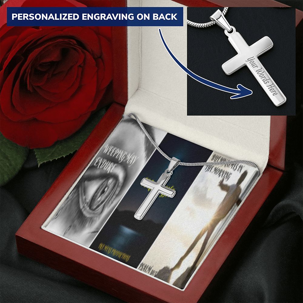 IKE MENS SCRIPTURE COLLAGE CROSS NECKLACE