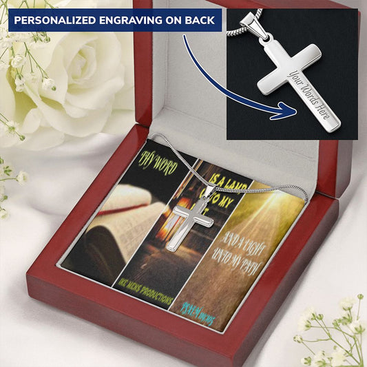 IKE MENS SCRIPTURE COLLAGE CROSS NECKLACE