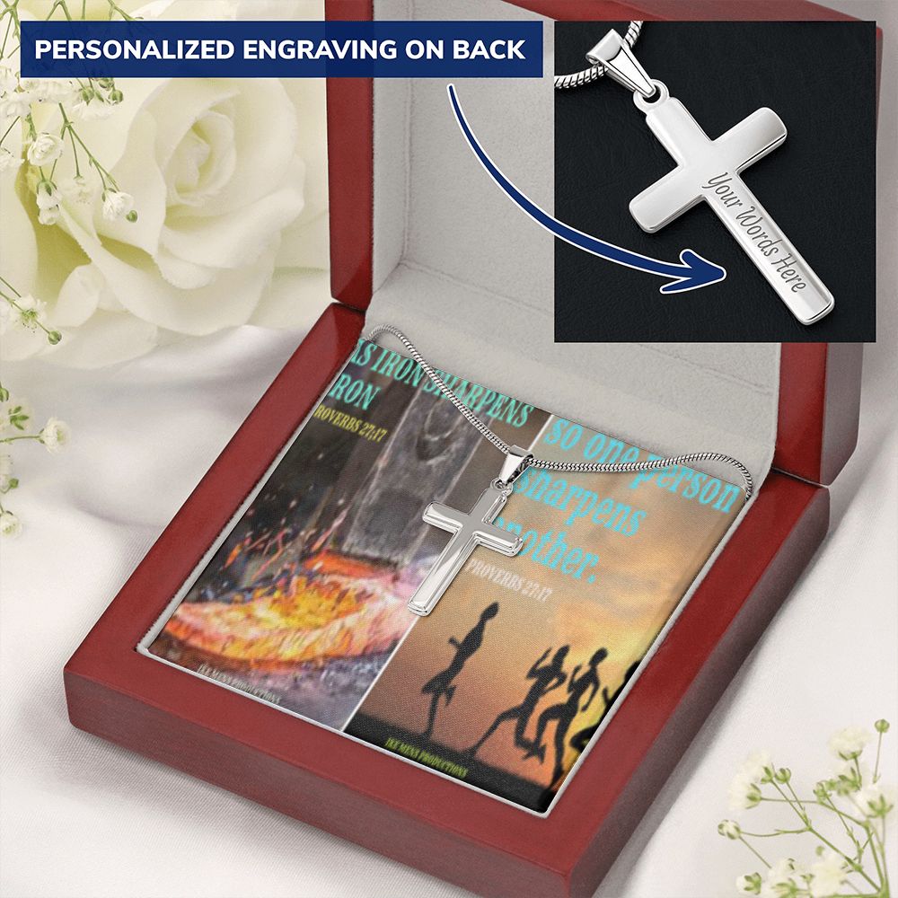 IKE MENS SCRIPTURE COLLAGE CROSS NECKLACE