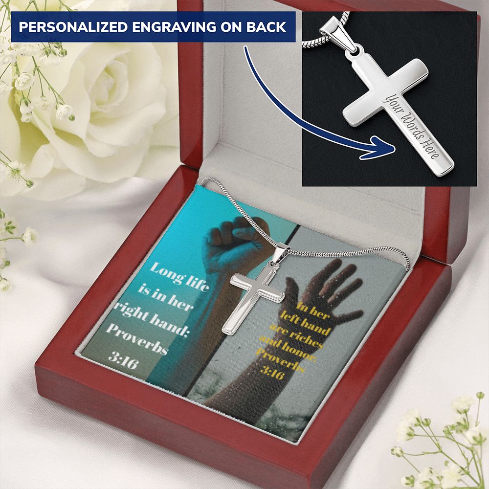 IKE MENS SCRIPTURE COLLAGE CROSS NECKLACE