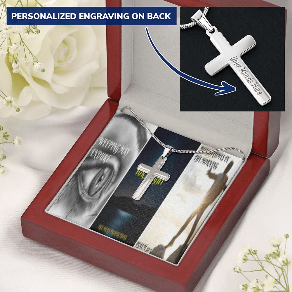 IKE MENS SCRIPTURE COLLAGE CROSS NECKLACE