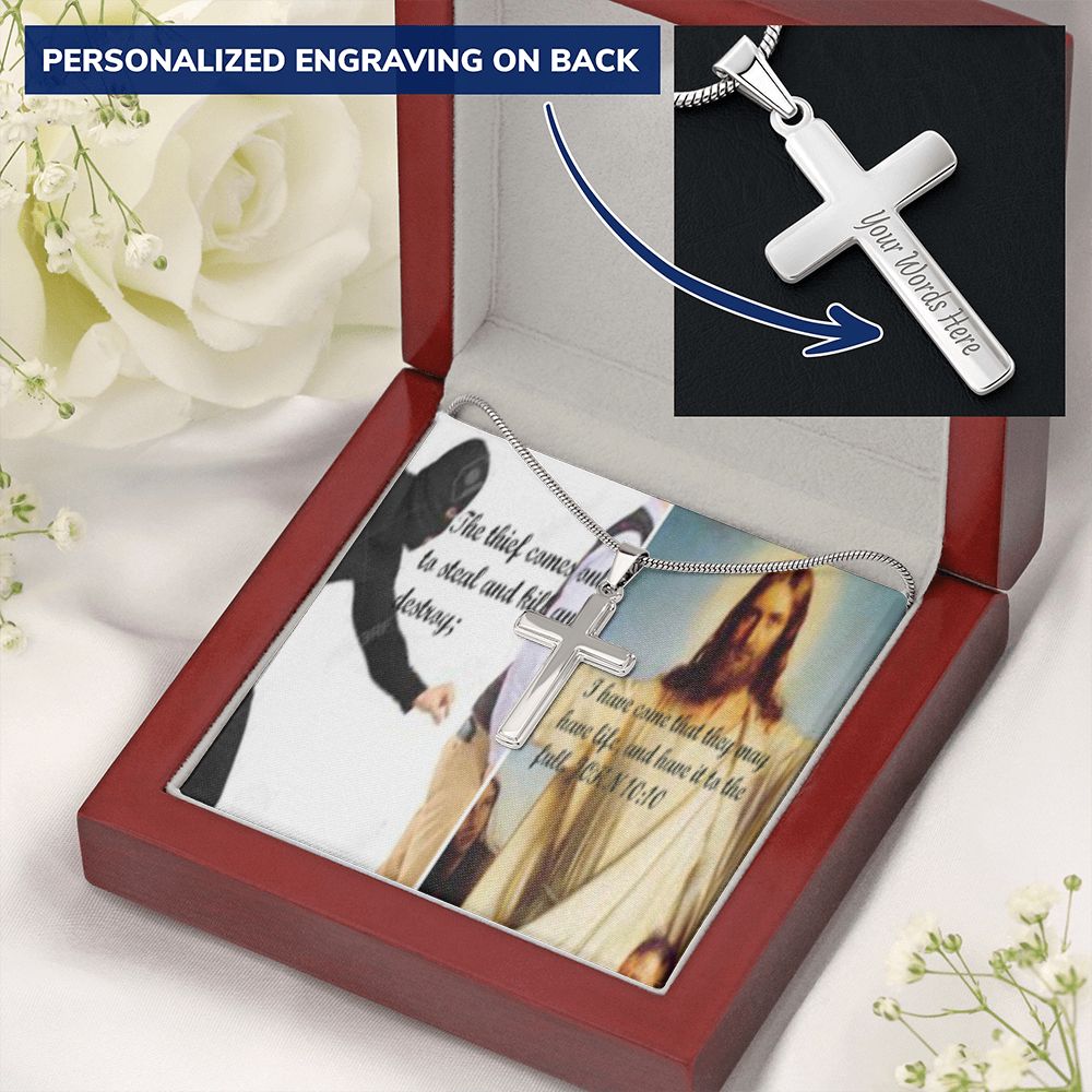 IKE MENS SCRIPTURE COLLAGE CROSS NECKLACE