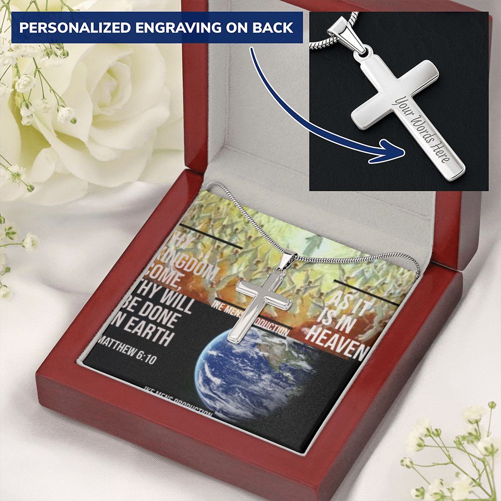 IKE MENS SCRIPTURE COLLAGE CROSS NECKLACE