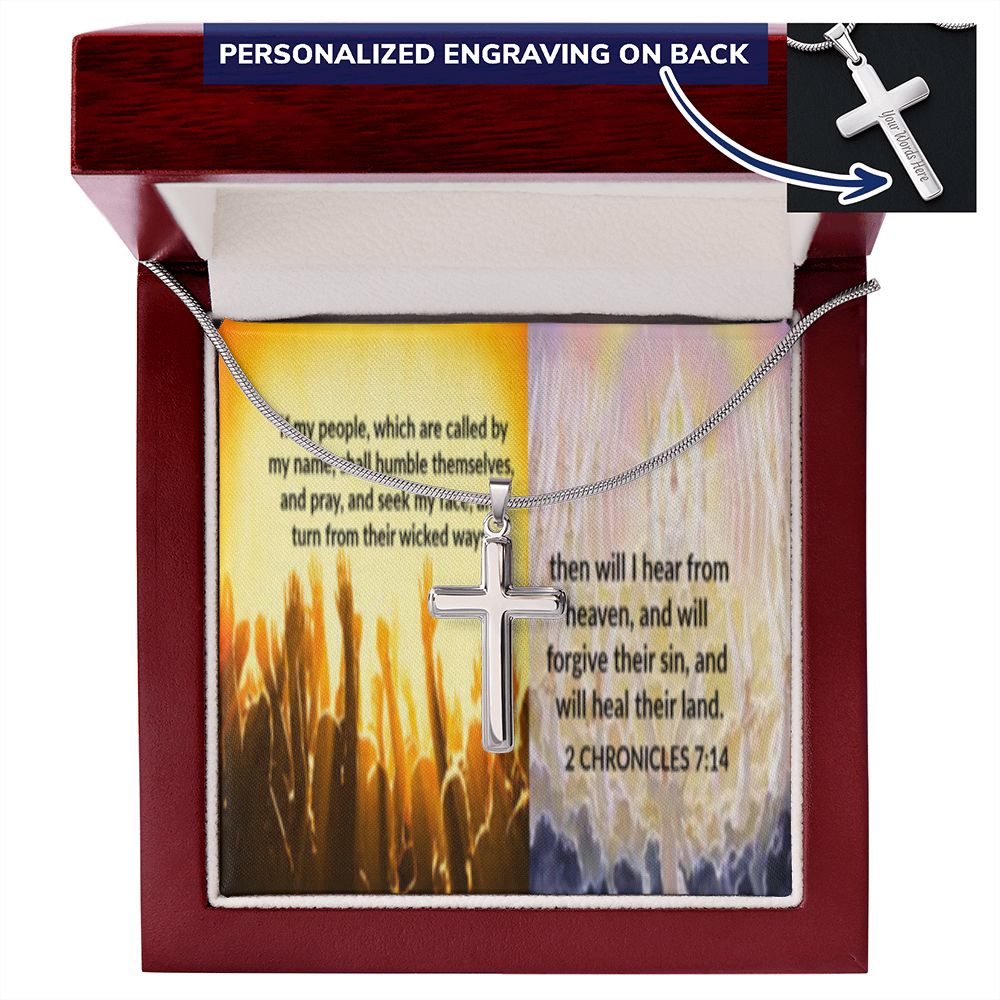 IKE MENS SCRIPTURE COLLAGE CROSS NECKLACE