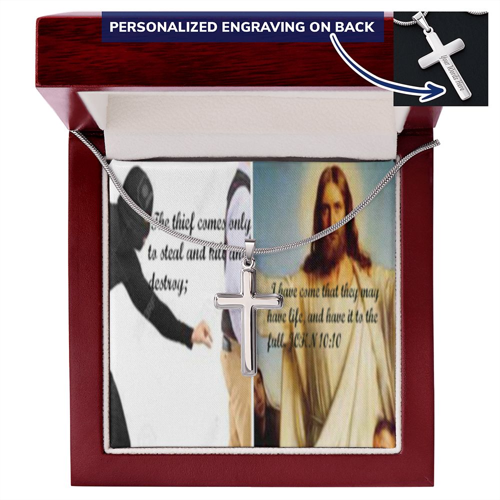 IKE MENS SCRIPTURE COLLAGE CROSS NECKLACE