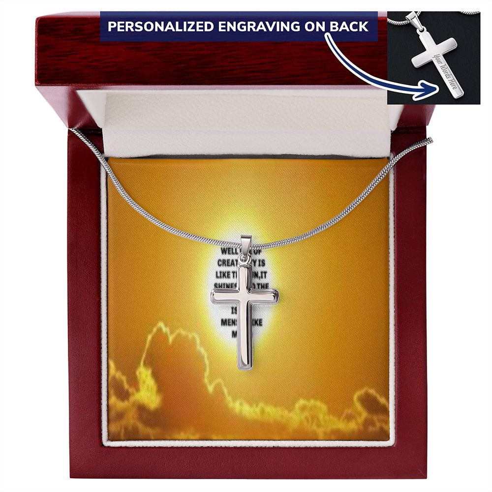 CROSS NECKLACE WITH IKE MENS QUOTE