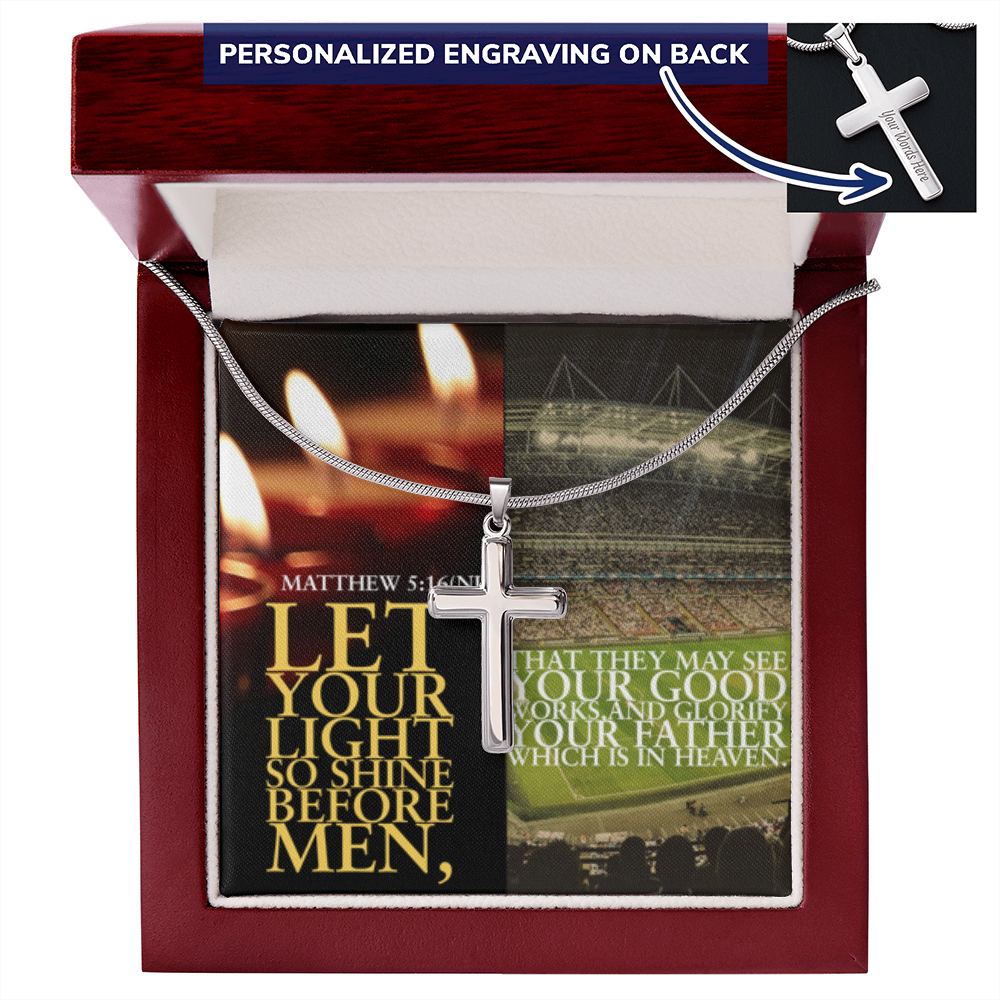 IKE MENS Scripture Collage Cross Necklace