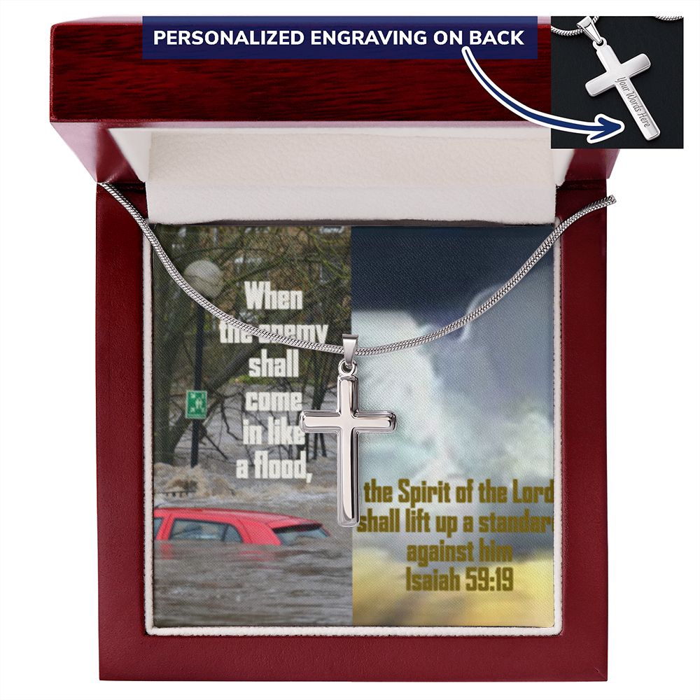 IKE MENS SCRIPTURE COLLAGE CROSS NECKLACE