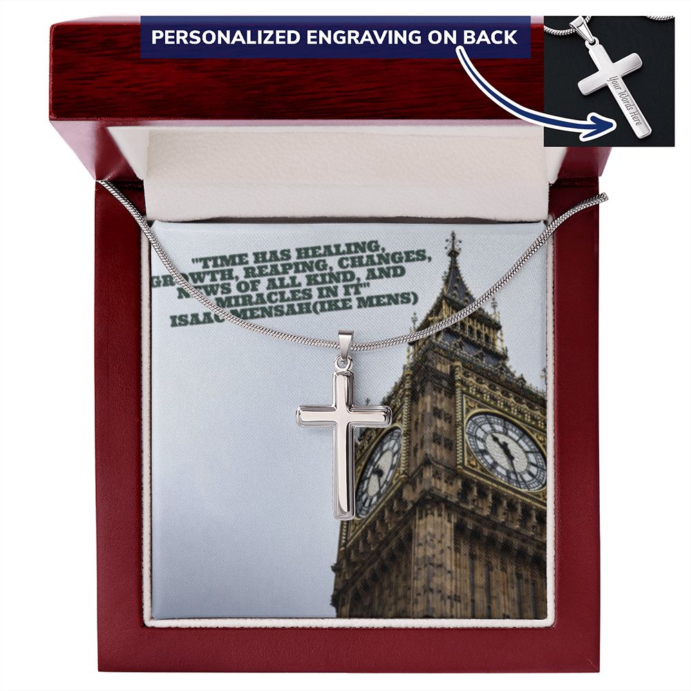 CROSS NECKLACE WITH IKE MENS QUOTE