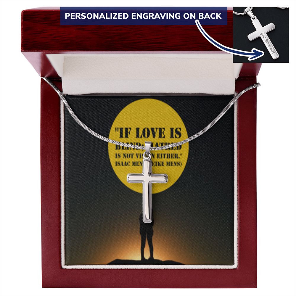 CROSS NECKLACE WITH IKE MENS QUOTE
