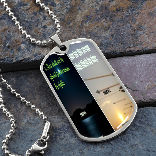 IKE MENS SCRIPTURE COLLAGE MILITARY CHAIN NECKLACE