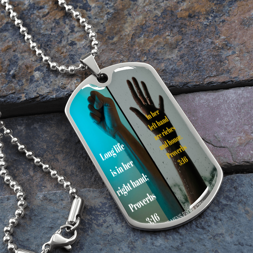 IKE MENS SCRIPTURE COLLAGE MILITARY CHAIN NECKLACE