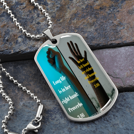 IKE MENS SCRIPTURE COLLAGE MILITARY CHAIN NECKLACE