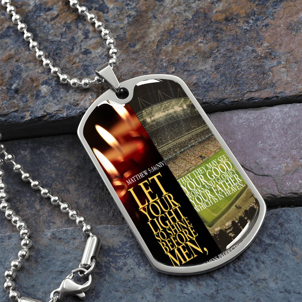 IKE MENS SCRIPTURE COLLAGE MILITARY CHAIN NECKLACE