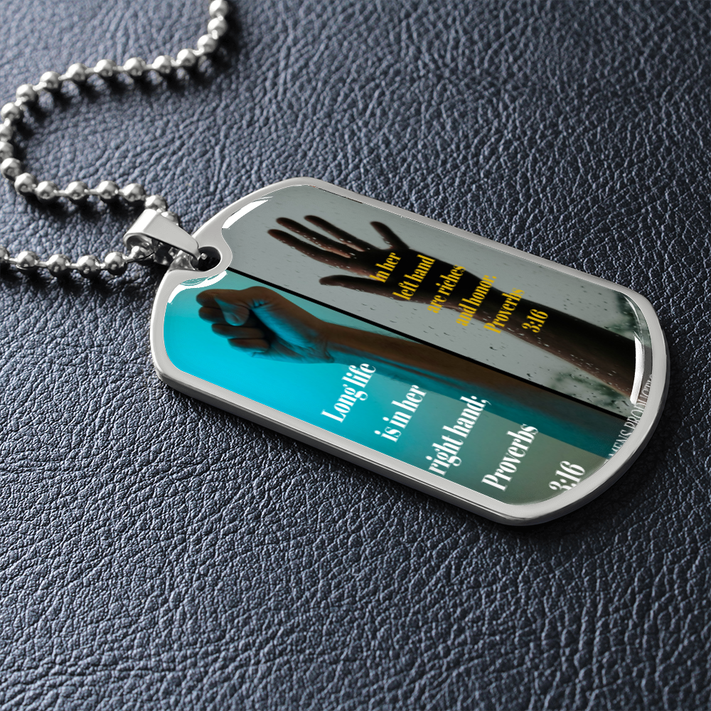 IKE MENS SCRIPTURE COLLAGE MILITARY CHAIN NECKLACE