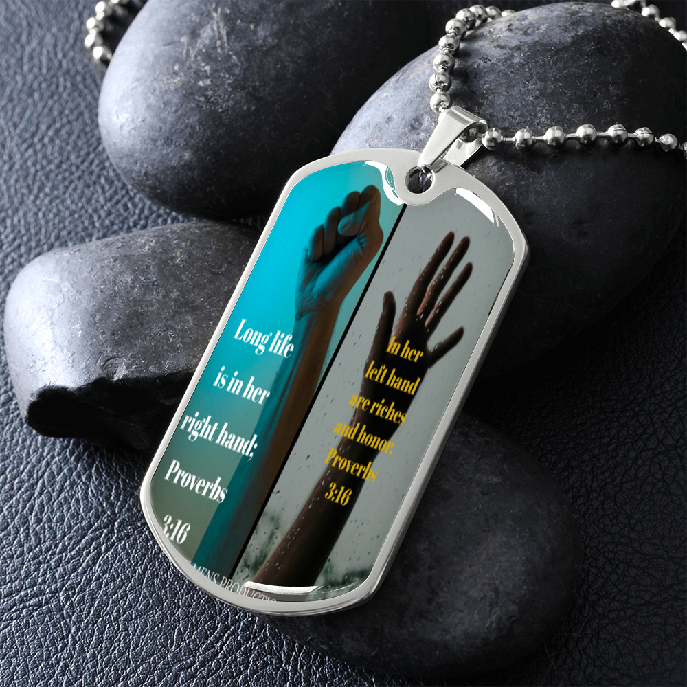 IKE MENS SCRIPTURE COLLAGE MILITARY CHAIN NECKLACE