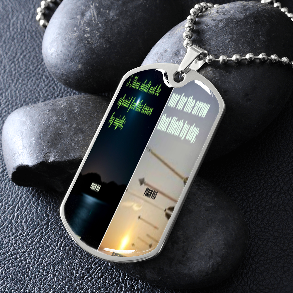 IKE MENS SCRIPTURE COLLAGE MILITARY CHAIN NECKLACE
