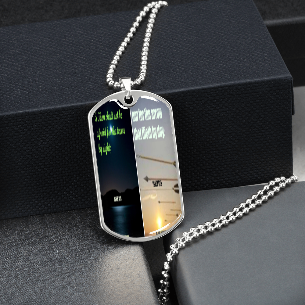 IKE MENS SCRIPTURE COLLAGE MILITARY CHAIN NECKLACE