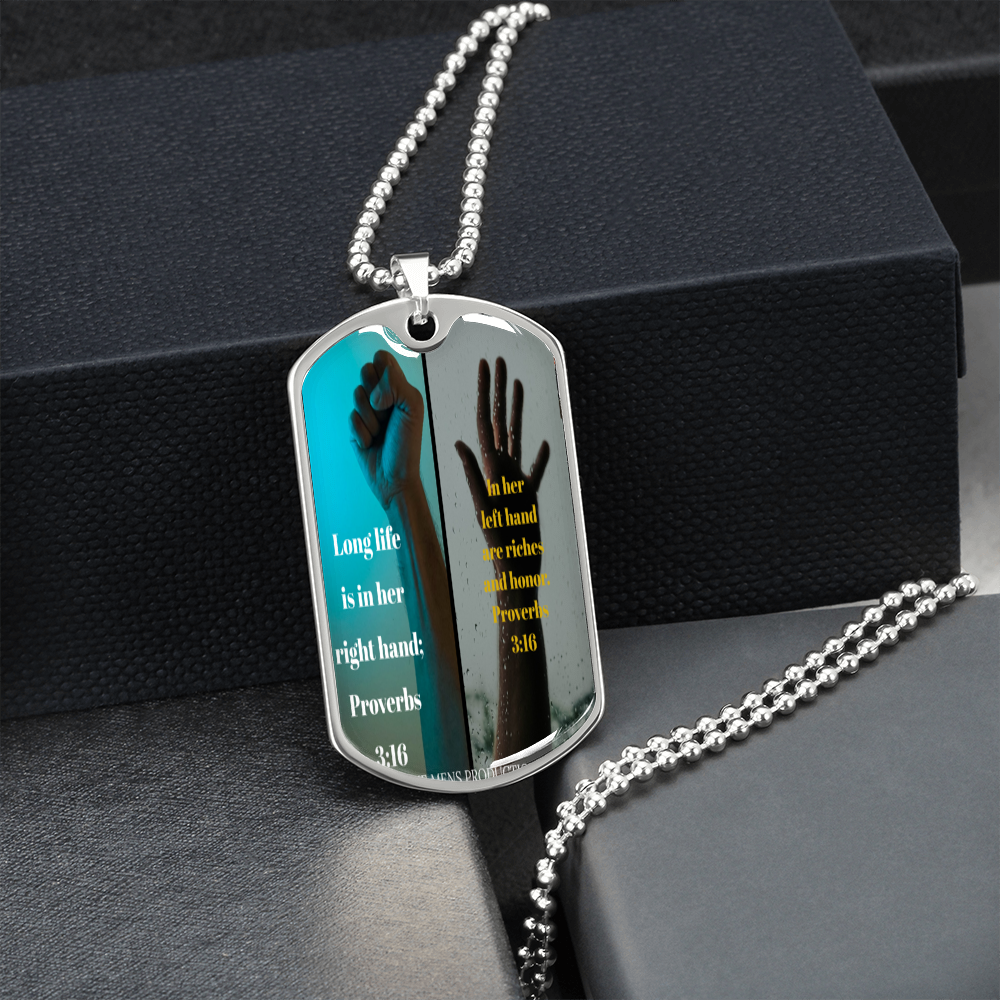 IKE MENS SCRIPTURE COLLAGE MILITARY CHAIN NECKLACE