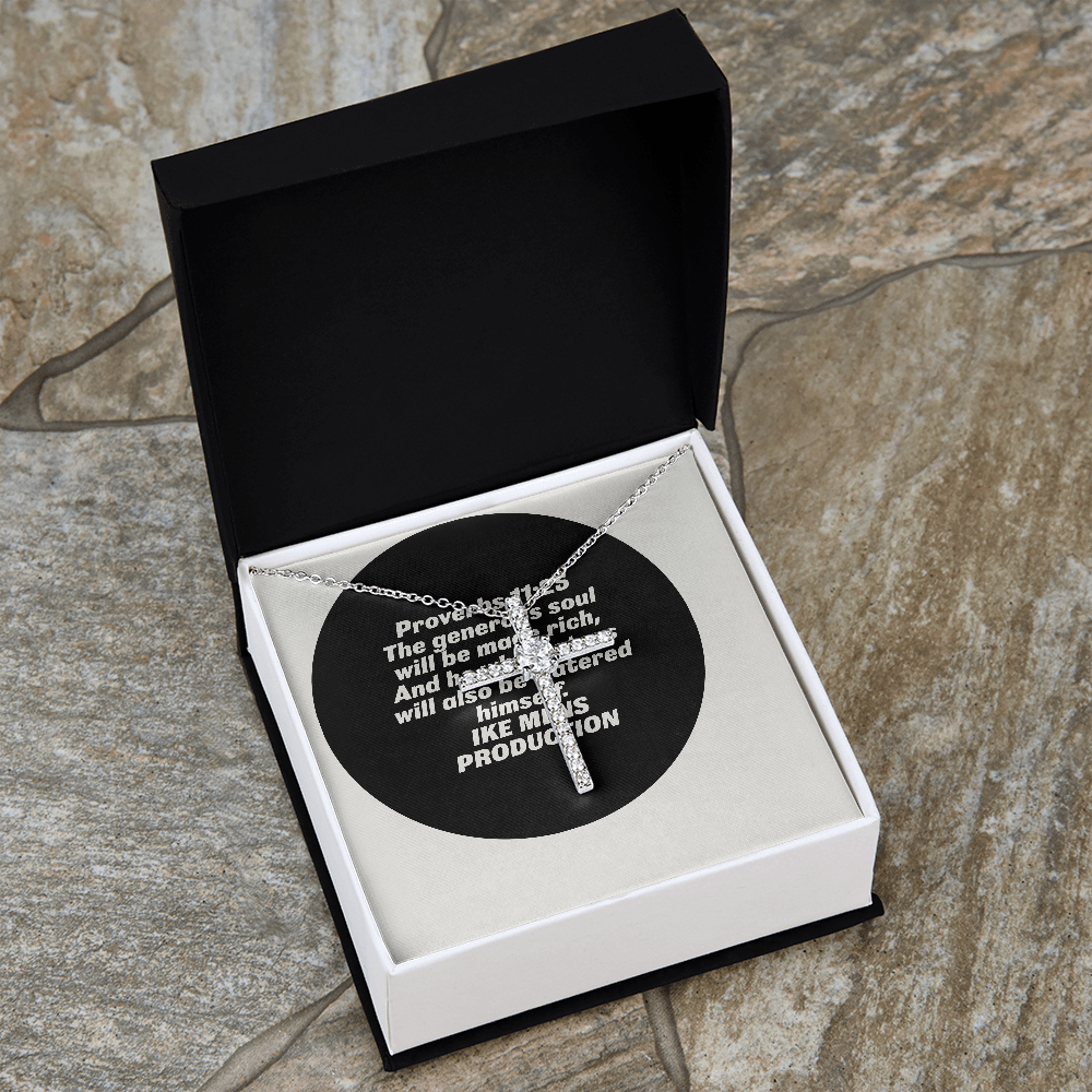 CZ cross necklace with a Scripture Proverbs Quote