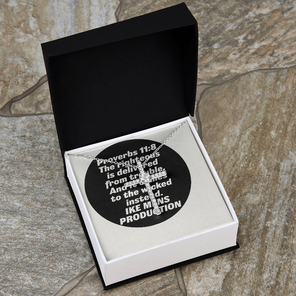 CZ cross necklace with a Scripture Proverbs Quote
