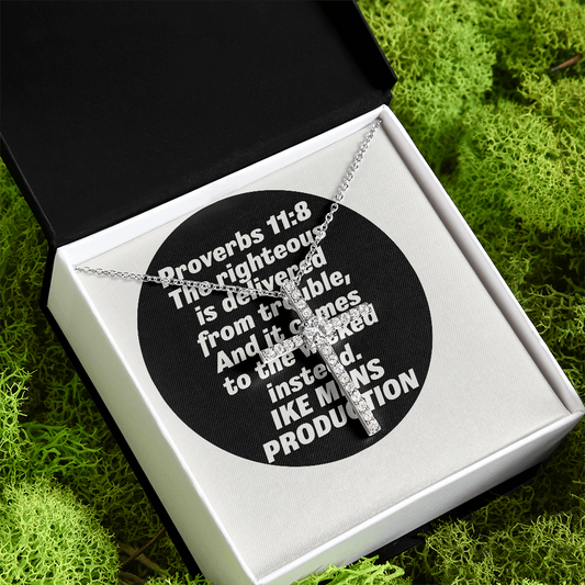 CZ cross necklace with a Scripture Proverbs Quote