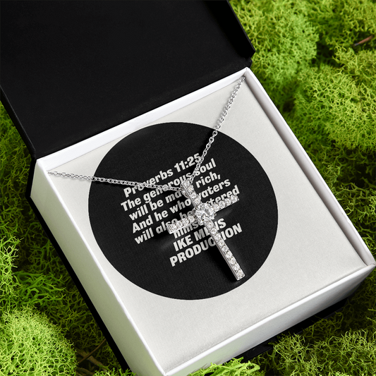 CZ cross necklace with a Scripture Proverbs Quote