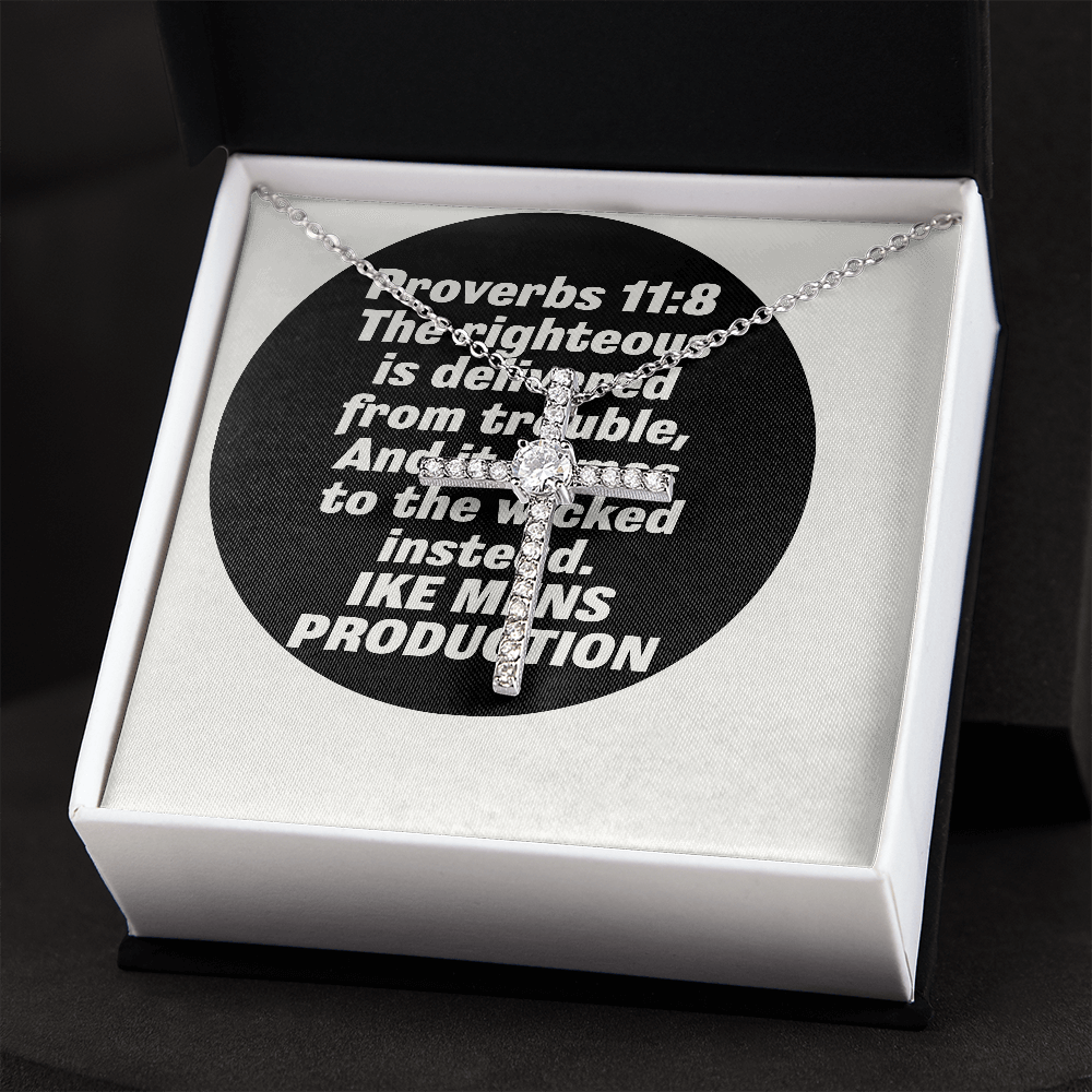 CZ cross necklace with a Scripture Proverbs Quote