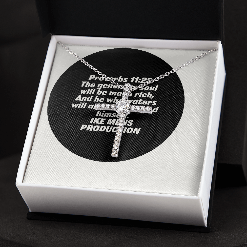 CZ cross necklace with a Scripture Proverbs Quote