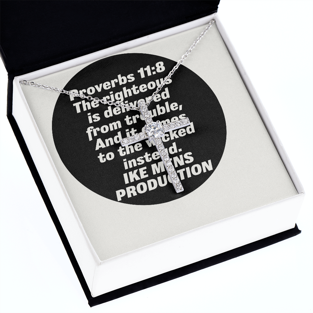 CZ cross necklace with a Scripture Proverbs Quote
