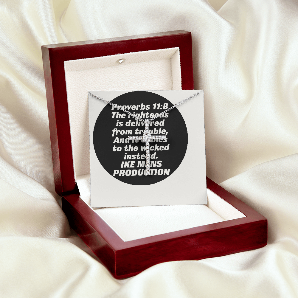 CZ cross necklace with a Scripture Proverbs Quote