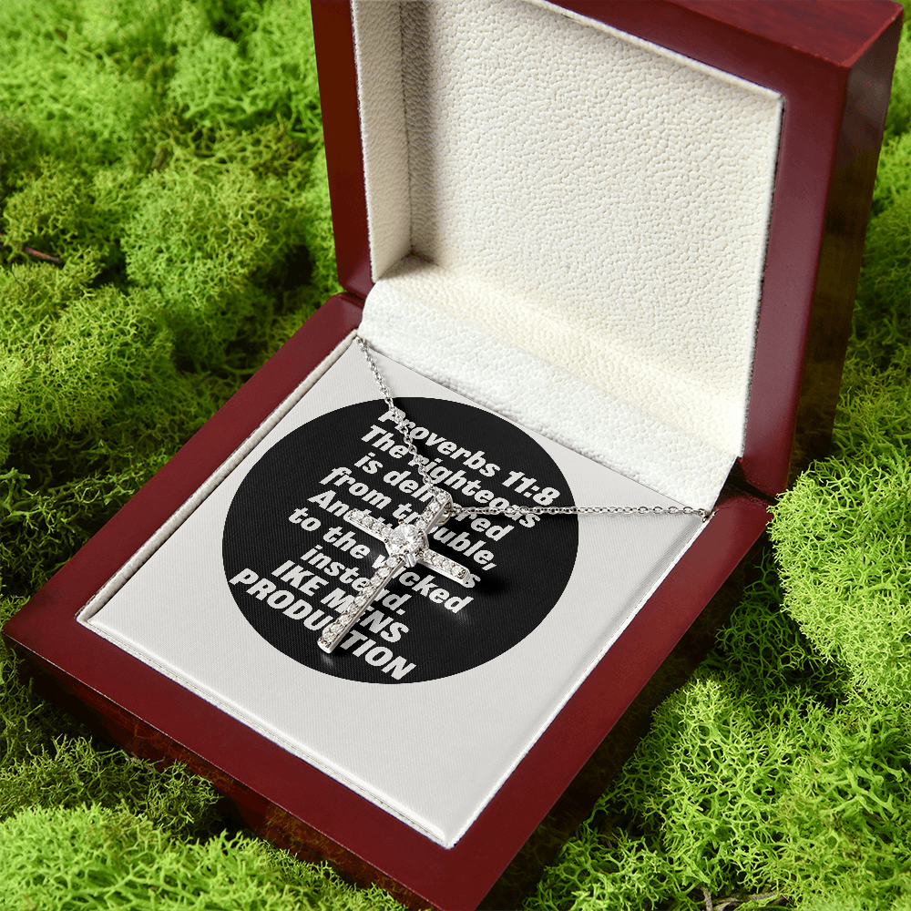 CZ cross necklace with a Scripture Proverbs Quote