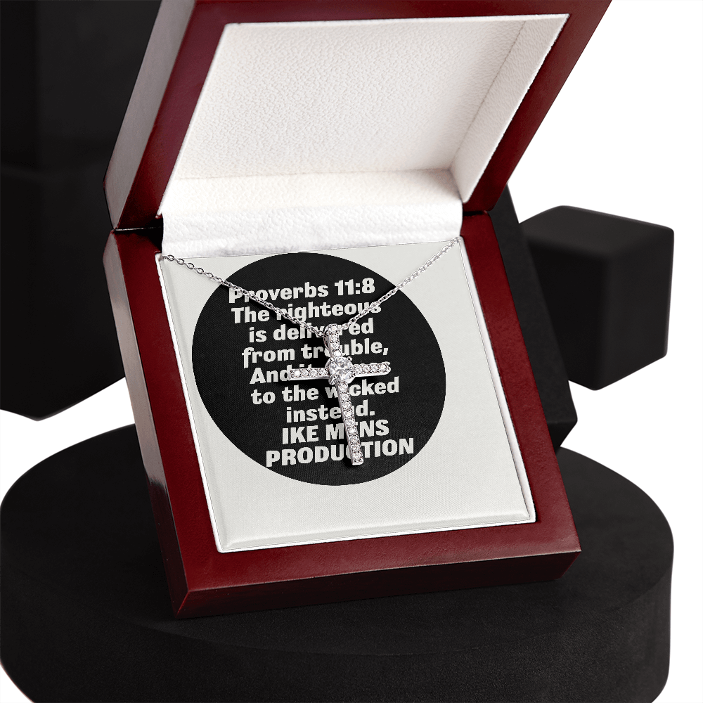 CZ cross necklace with a Scripture Proverbs Quote