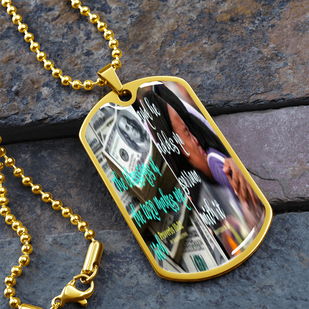 IKE MENS SCRIPTURE COLLAGE MILITARY CHAIN NECKLACE