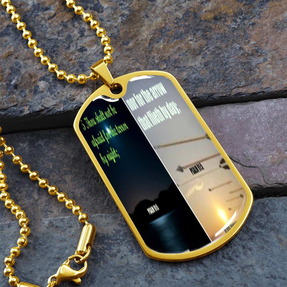 IKE MENS SCRIPTURE COLLAGE MILITARY CHAIN NECKLACE