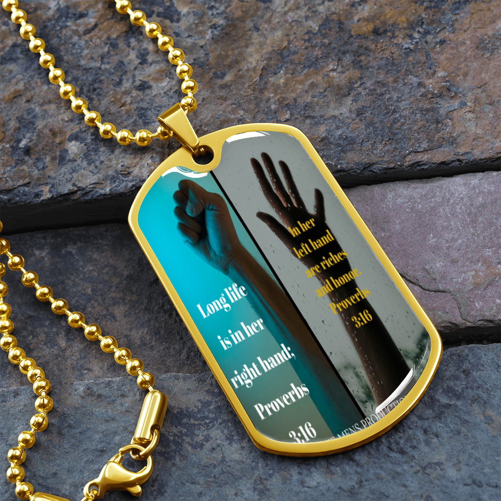 IKE MENS SCRIPTURE COLLAGE MILITARY CHAIN NECKLACE