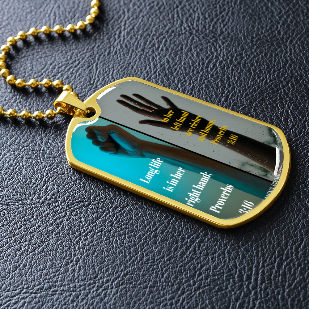 IKE MENS SCRIPTURE COLLAGE MILITARY CHAIN NECKLACE